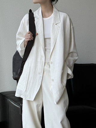 Old Money Style Tencel Linen Suit Loose Jacket by painevida