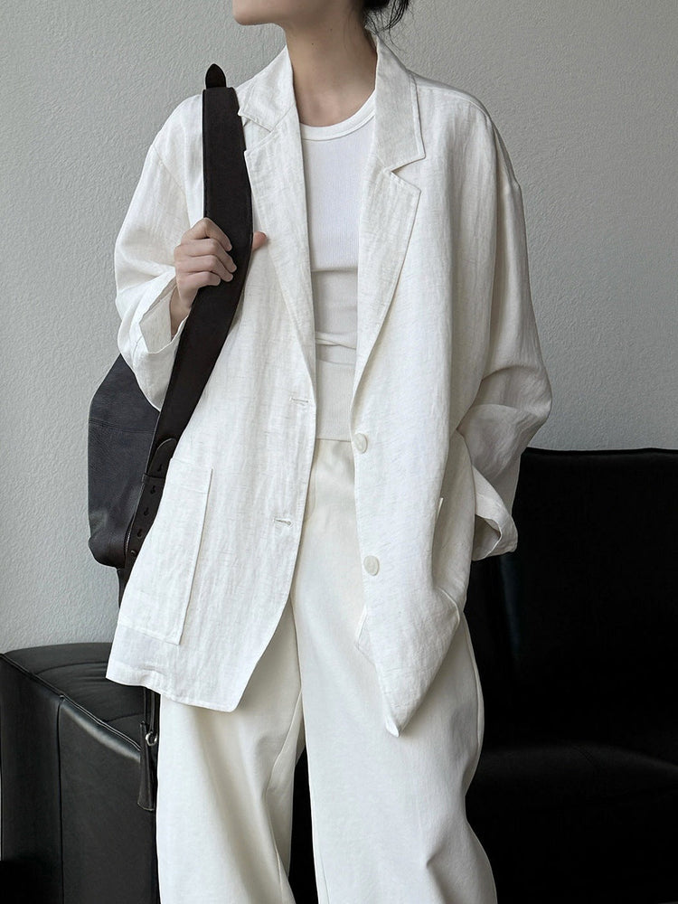 Old Money Style Tencel Linen Suit Loose Jacket by painevida
