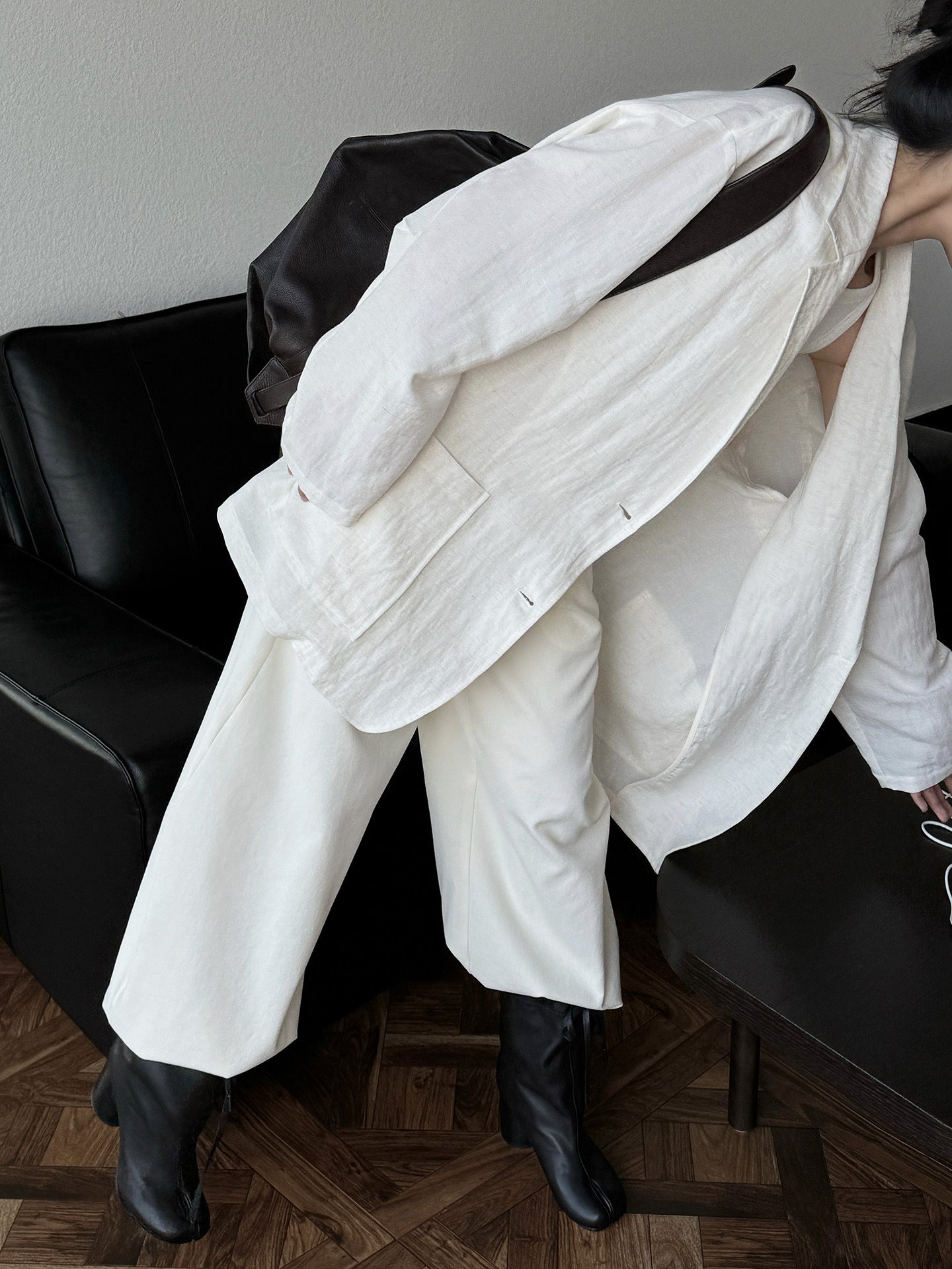Old Money Style Tencel Linen Suit Loose Jacket