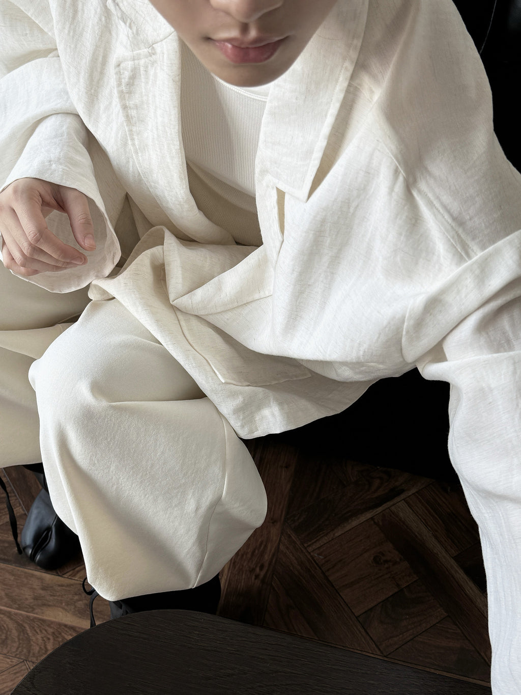 Old Money Style Tencel Linen Suit Loose Jacket