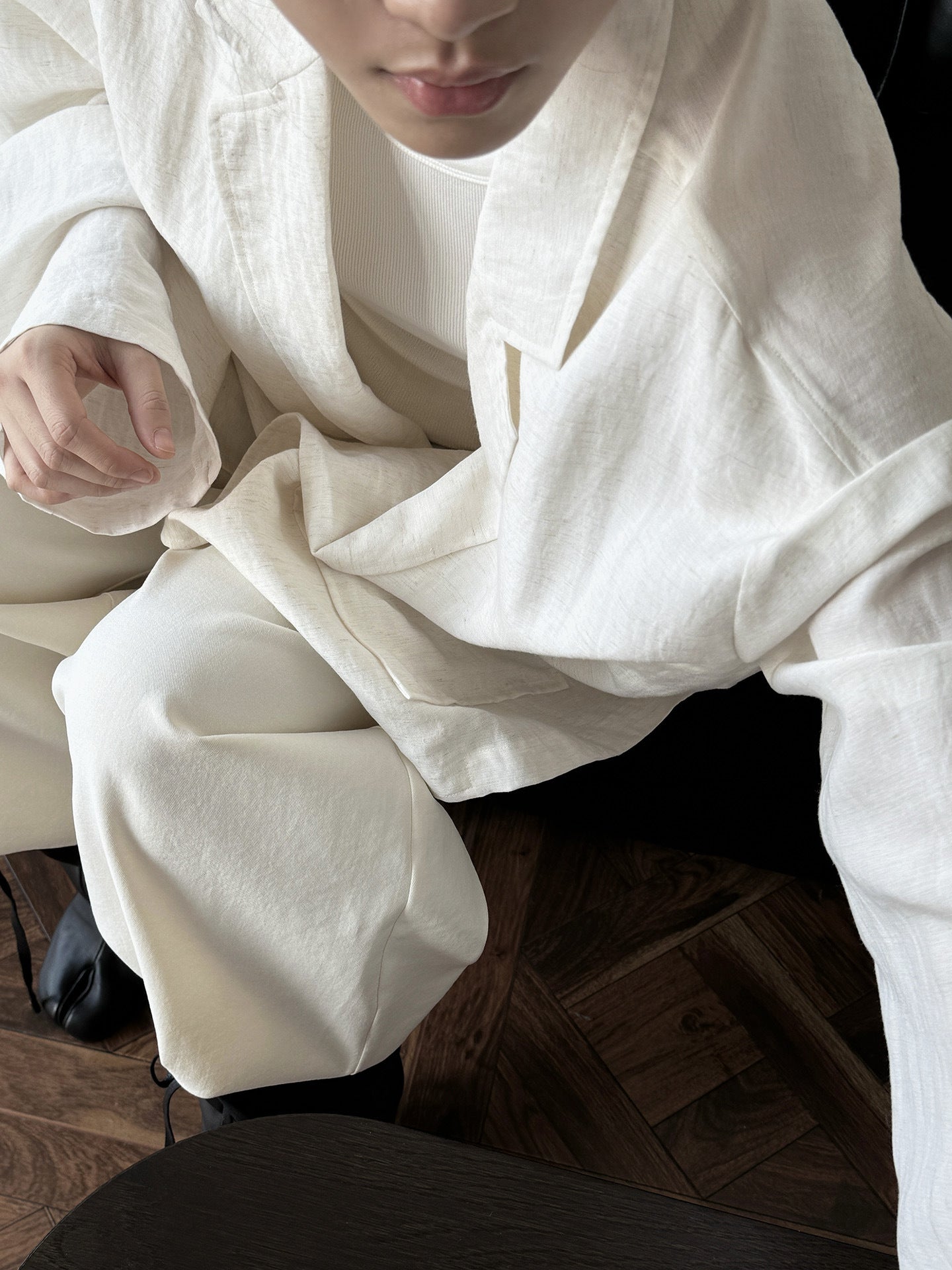 Old Money Style Tencel Linen Suit Loose Jacket