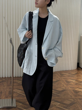 Old Money Style Tencel Linen Suit Loose Jacket by painevida