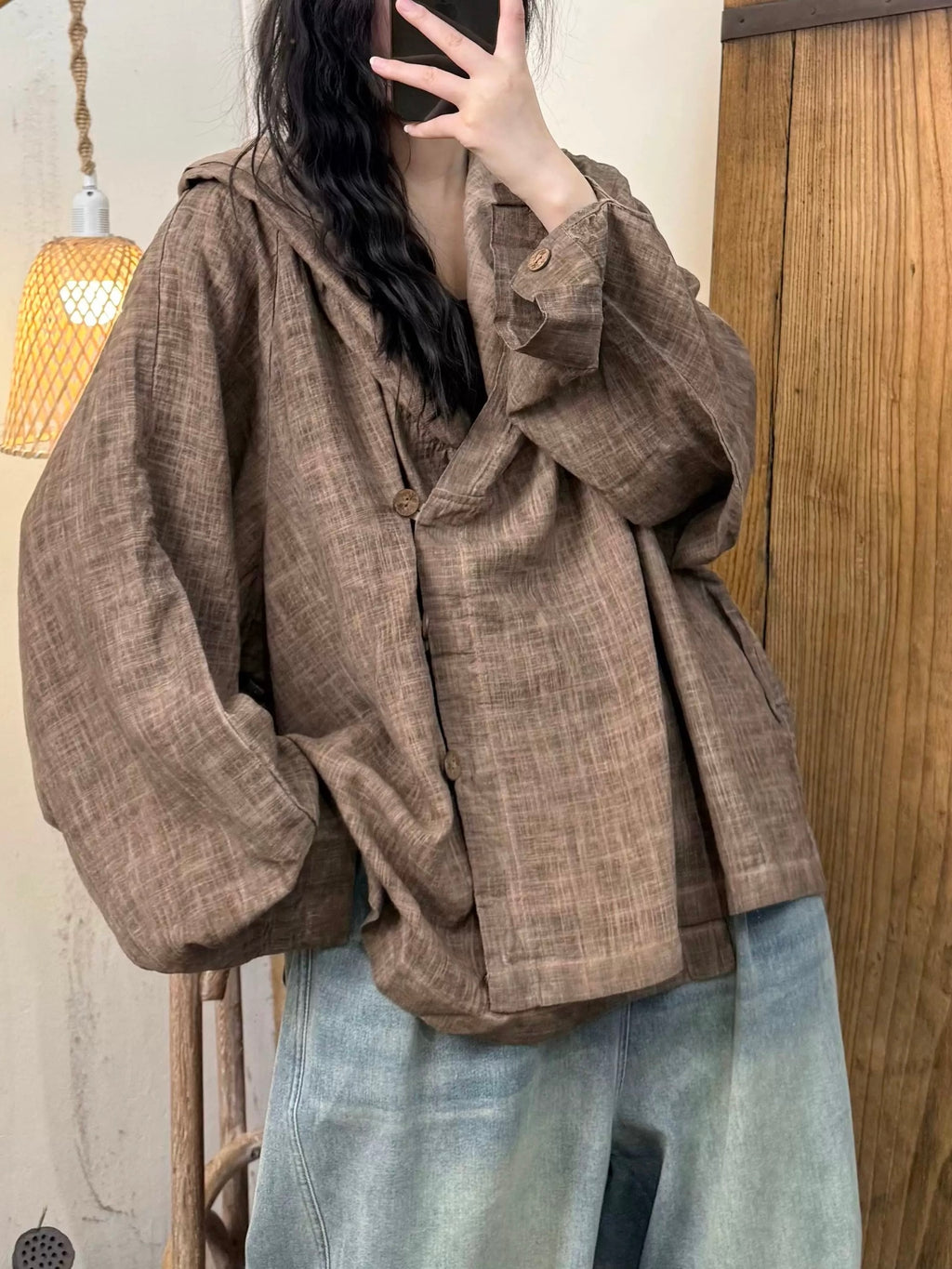 Vintage Distressed Couture Button-Down Jacket