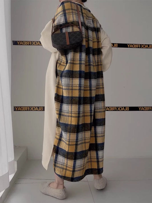 Letter Print Patchwork Contrast Plaid Dress