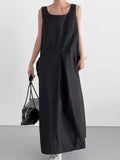 Square Neck Pleated Sleeveless Tank Dress - PAINEVIDA