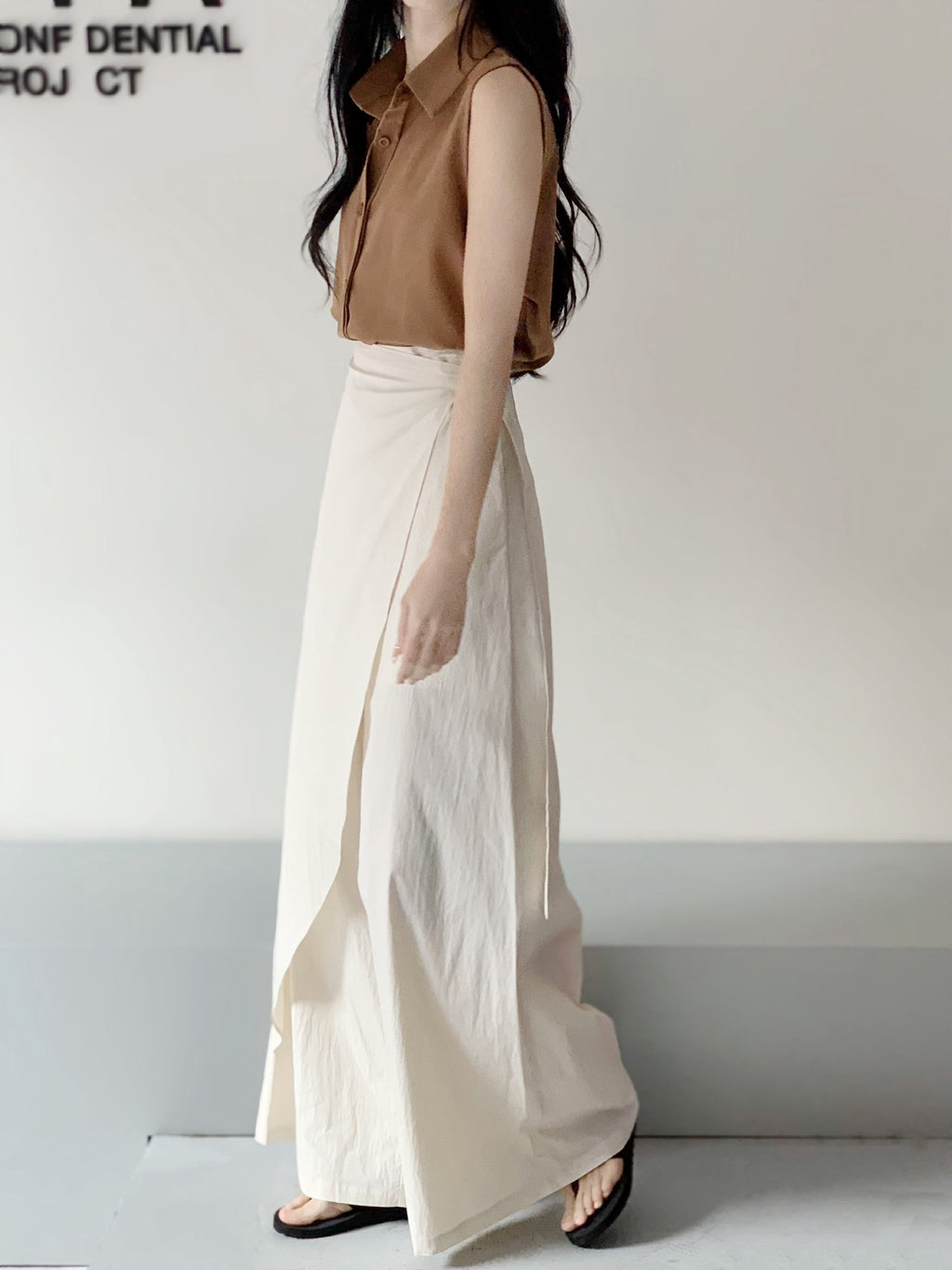 Lrregular Side Wide Leg Skirt Pants by painevida