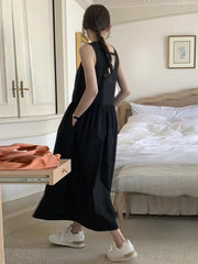 V-Neck Open Back Tank Sleeveless Long Dress