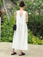 V-Neck Open Back Tank Sleeveless Long Dress - PAINEVIDA