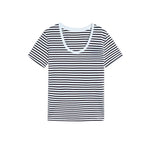 Striped U-neck short-sleeved T-shirt