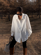 Casual Vintage White Long-Sleeved Shirt