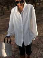 Casual Vintage White Long-Sleeved Shirt