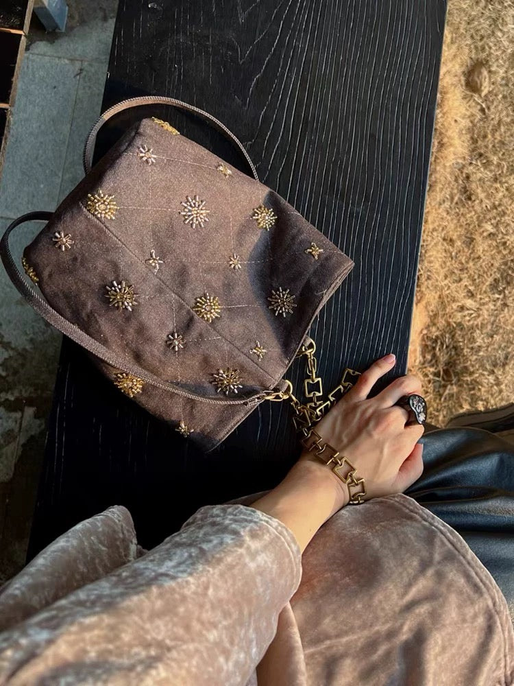 Beaded Embroidered Bucket Bag by painevida