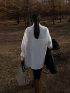 Casual Vintage White Long-Sleeved Shirt