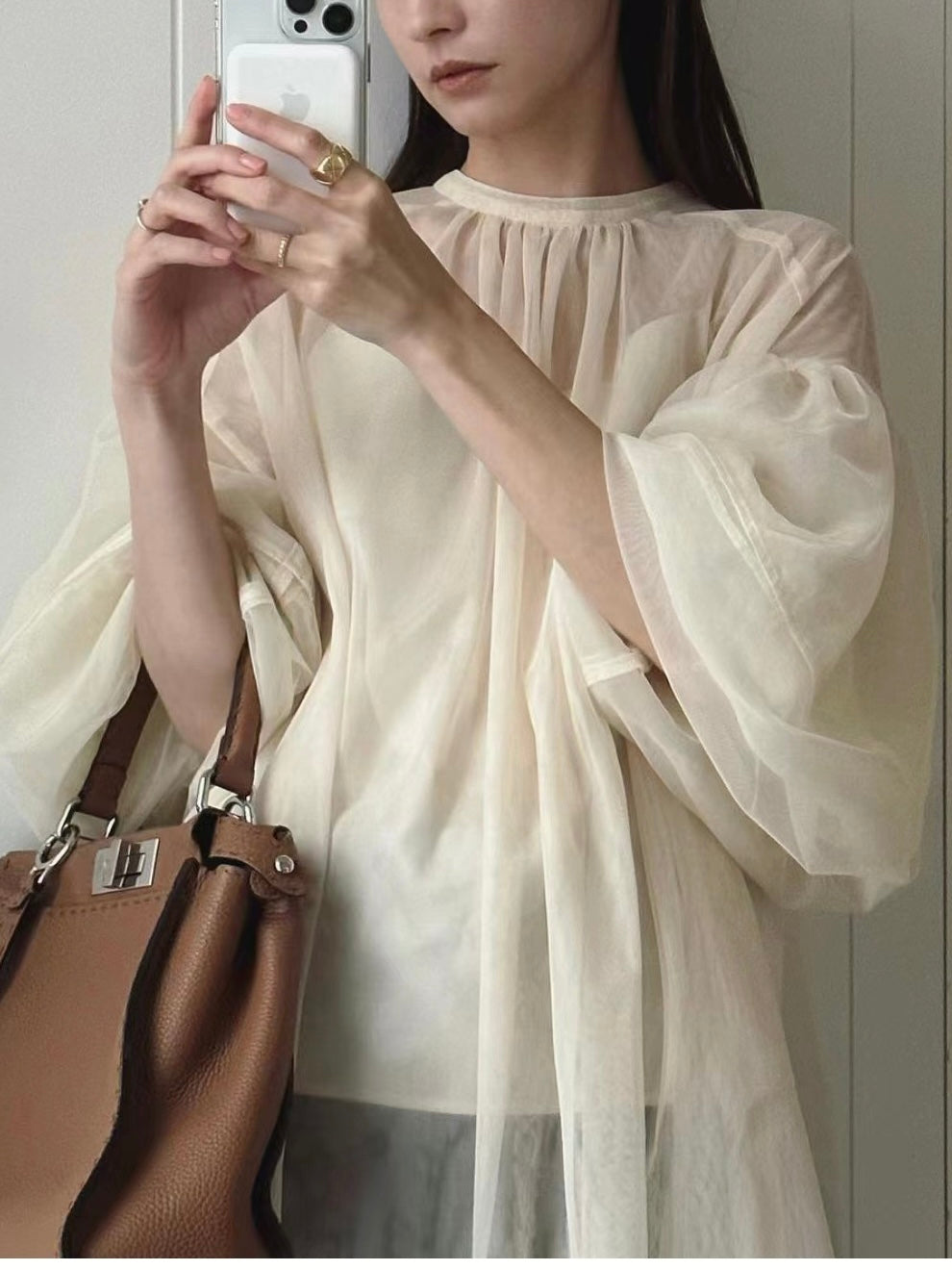 Gauze See-Through Shirt&Camisoles 2 Set - PAINEVIDA