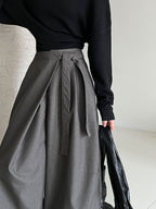 Asymmetric Lace-up High-Waist Wide-Leg Trousers