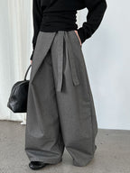 Asymmetric Lace-up High-Waist Wide-Leg Trousers