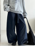 Asymmetric Lace-up High-Waist Wide-Leg Trousers