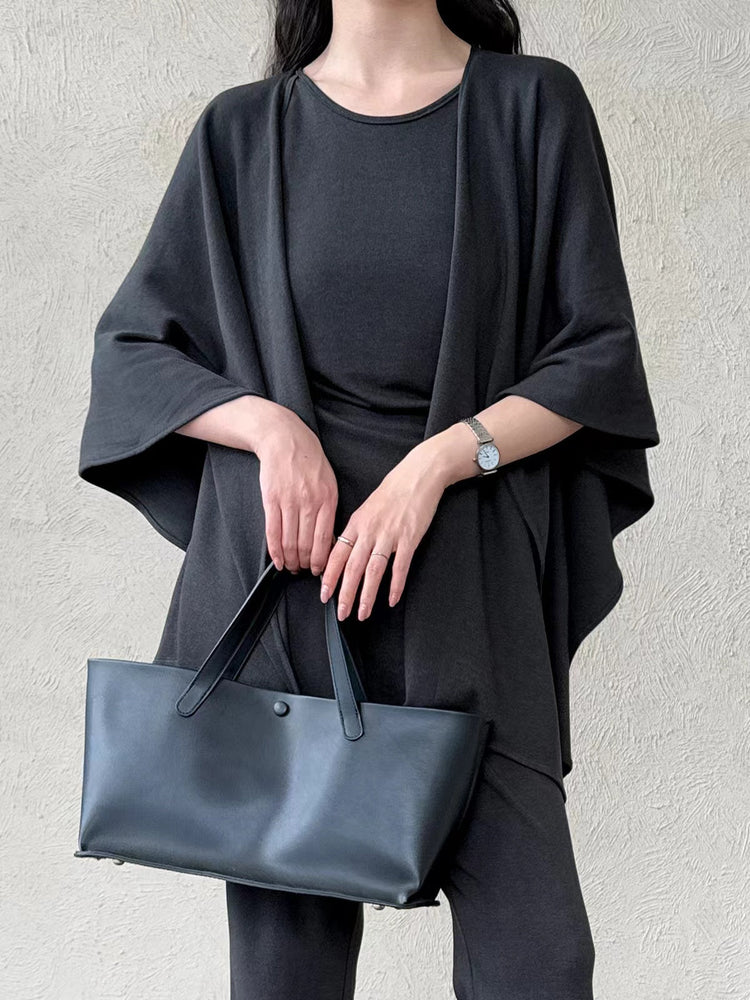 Urban Cape Shawl +Camisole + High Waist Flared Pants 3-Pieces Suit by painevida
