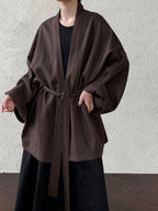 Solid Color Tie Trench Coat