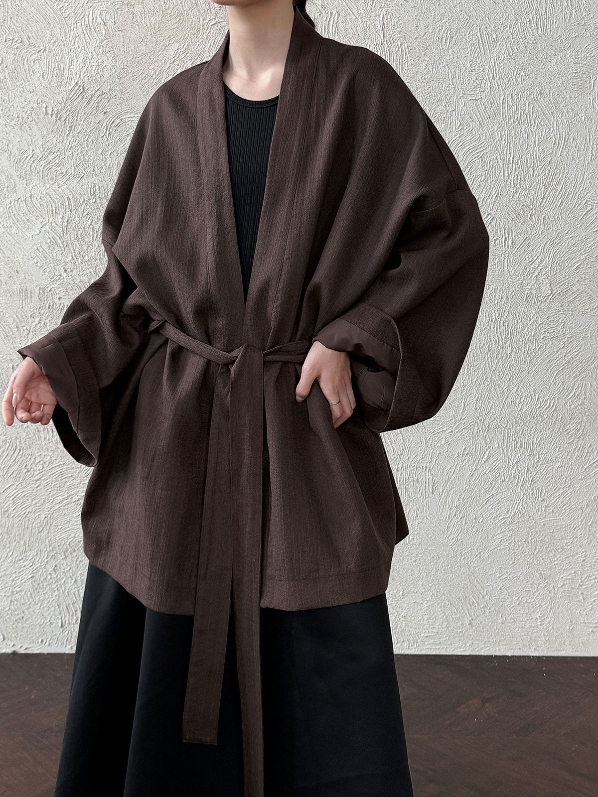 Solid Color Tie Trench Coat