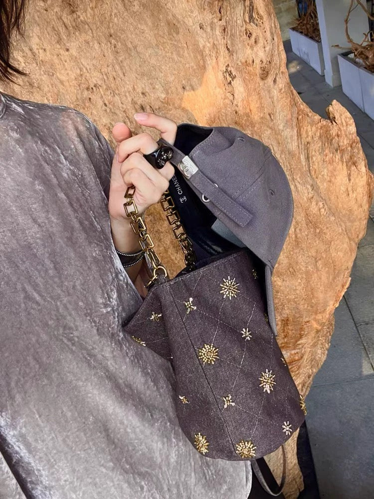 Beaded Embroidered Bucket Bag