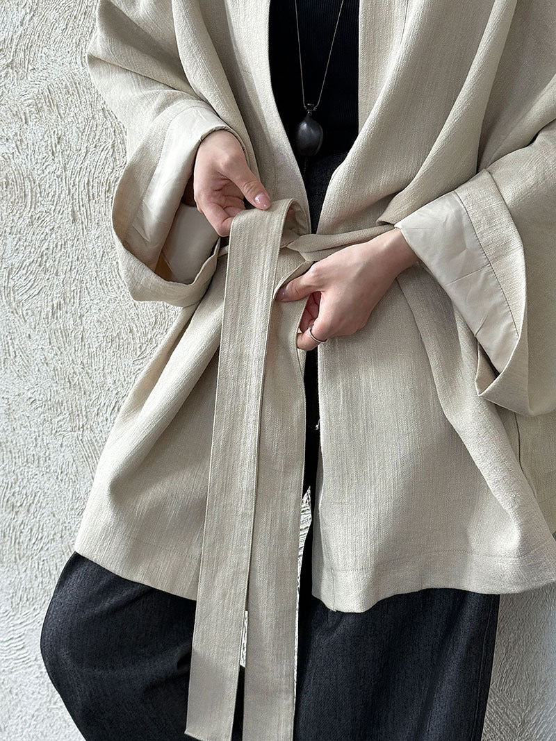 Solid Color Tie Trench Coat