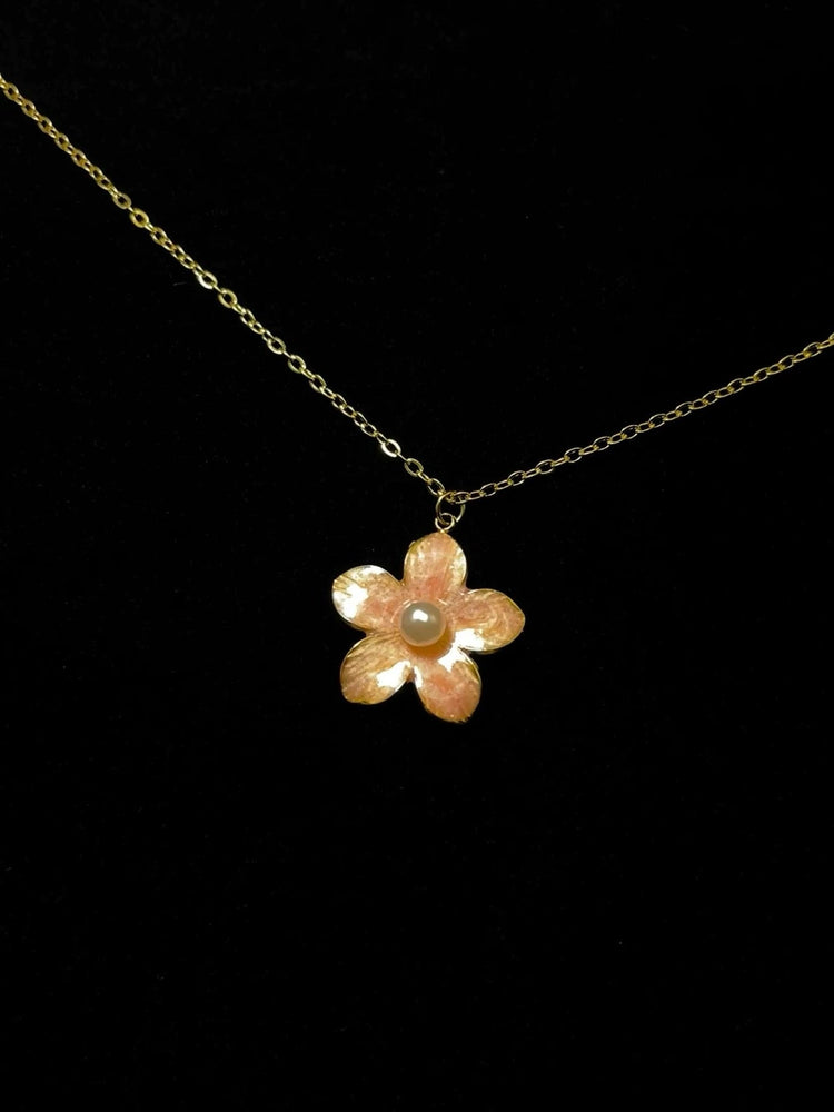 Vintage Pearl Cherry Blossom Necklace by painevida