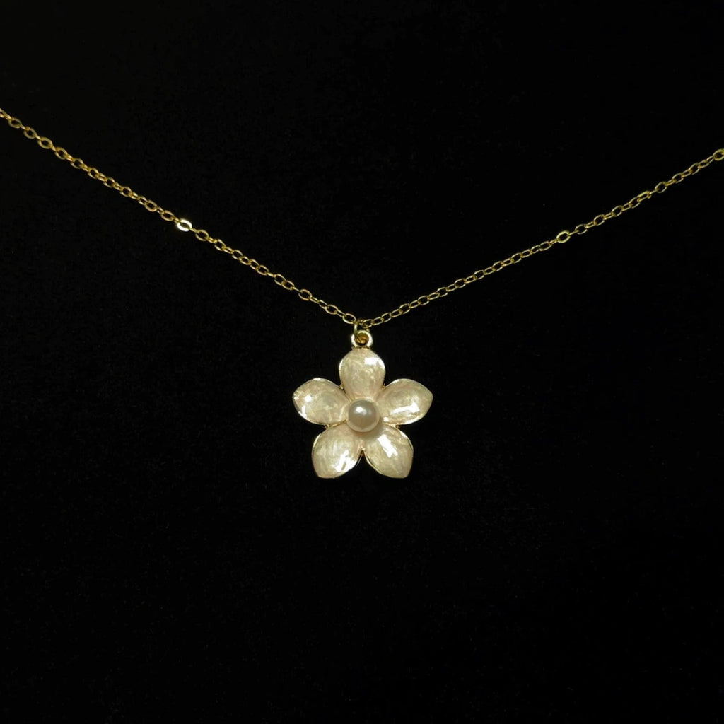 Vintage Pearl Cherry Blossom Necklace by painevida