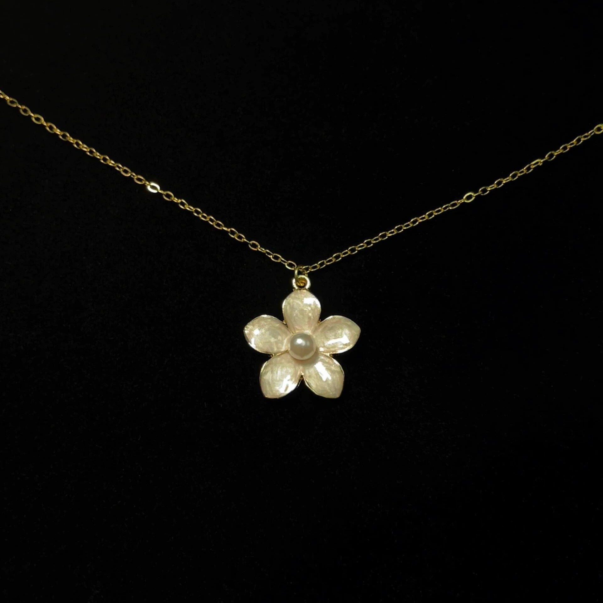 Vintage Pearl Cherry Blossom Necklace