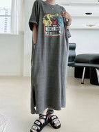 Cartoon Print Loose Dress - PAINEVIDA