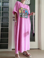 Cartoon Print Loose Dress - PAINEVIDA