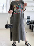 Cartoon Print Loose Dress - PAINEVIDA