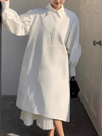 Paneled Pleated Shirt Dress