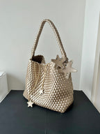 Hand-Woven Champagne Tote Bag by painevida