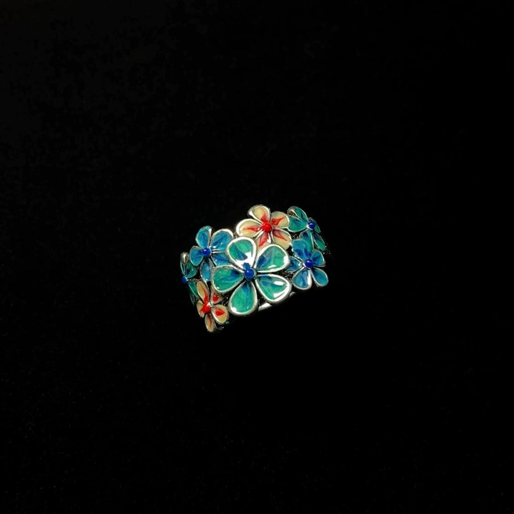 Vintage Enamel Flower Ring