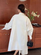 Paneled Pleated Shirt Dress