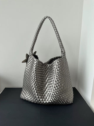 Hand-Woven Champagne Tote Bag by painevida