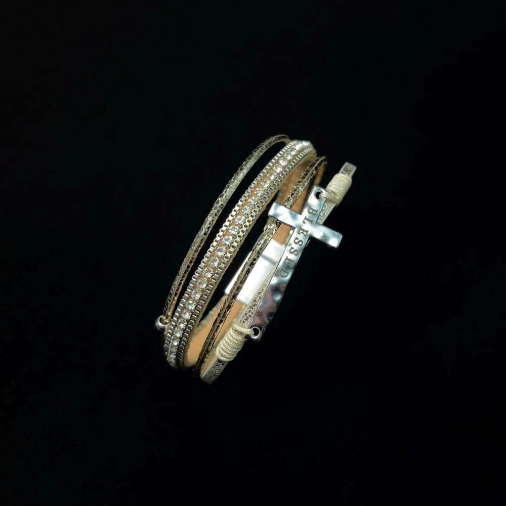 Vintage Leather Cross Bracelet by painevida