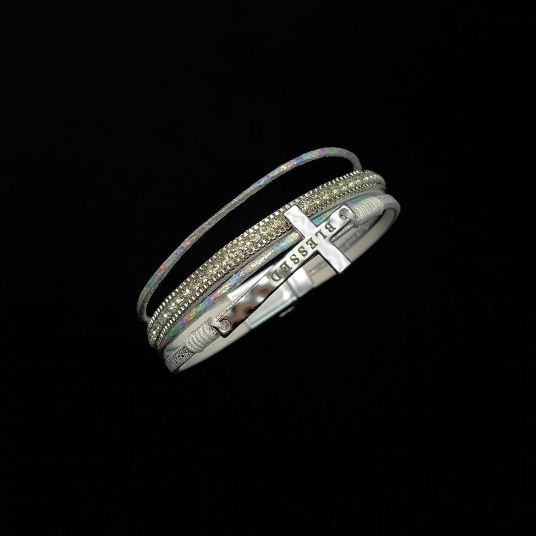 Vintage Leather Cross Bracelet by painevida