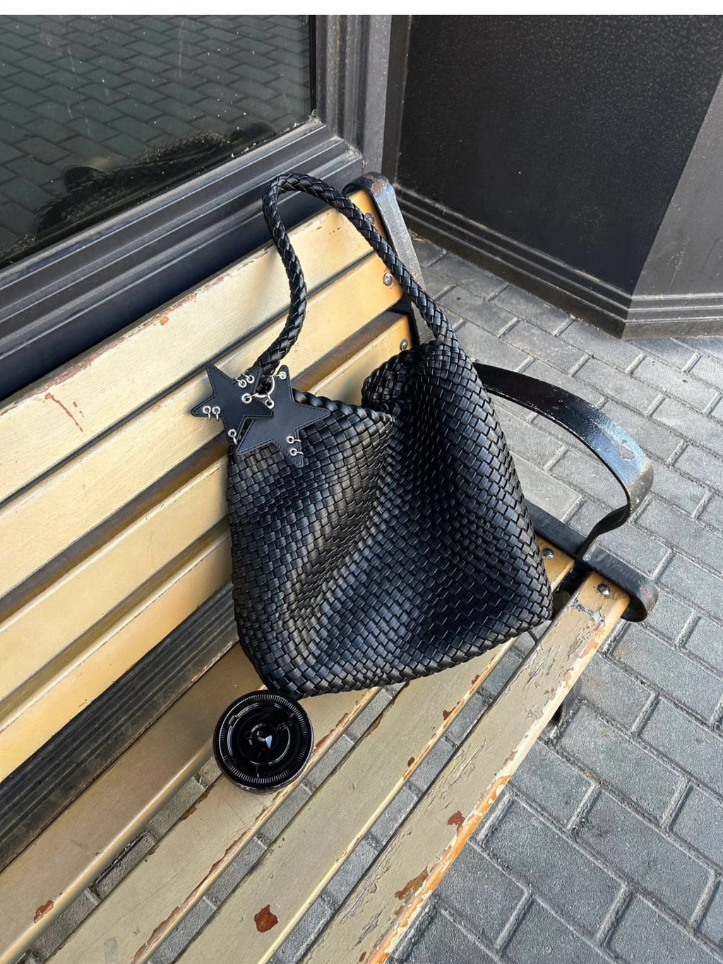 Hand-Woven Champagne Tote Bag by painevida