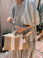 Sfumato Striped Balloon Sleeve Dress - PAINEVIDA