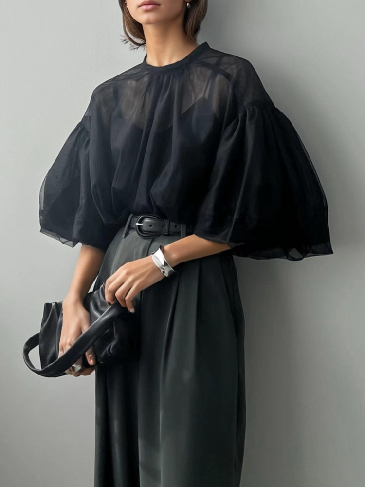 Gauze See-Through Shirt&Camisoles 2 Set by painevida