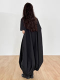 Dark Style Lapel Single-Breasted Irregular Shirt Dress - PAINEVIDA