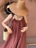 Backless Pleated Sling Dress - PAINEVIDA