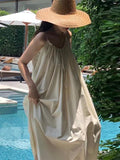 Backless Pleated Sling Dress - PAINEVIDA