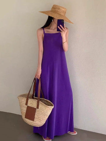 Long Knitted Suspender Dress - PAINEVIDA