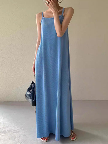 Long Knitted Suspender Dress - PAINEVIDA