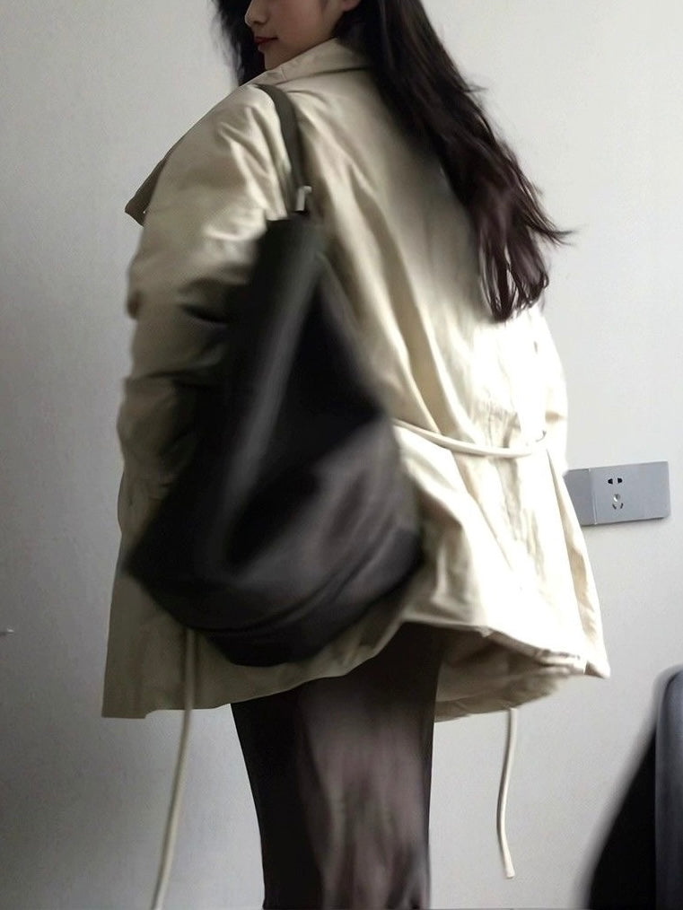 Waist-Hugging Stand-up Collar Thickened Puffer Jacket