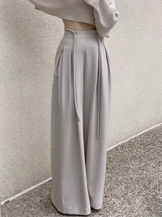 High-Rise Pleated Floor-Length Trousers