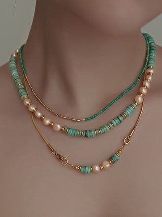 Original Verdant Green Shell Pearl Necklace